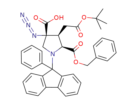 (2S,3S,4R)-2-((benzyloxy)carbonyl)-3-((tert-butoxycarbonyl)-methyl)-4-azido-1-(9-phenyl-9H-fluoren-9-yl)pyrrolidine-4-carboxylic acid