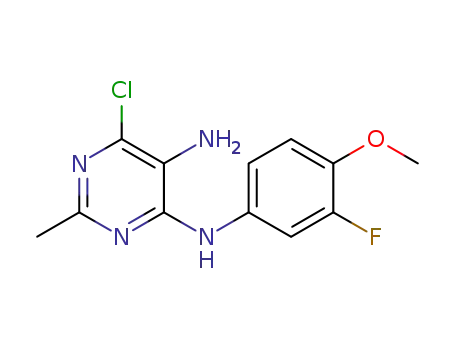 Molecular Structure of 1198109-51-1 (6-chloro-4-N-(3-fluoro-4-methoxyphenyl)-2-methylpyrimidine-4,5-diamine)