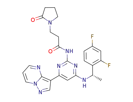 Molecular Structure of 1169690-07-6 ((S)-N-(4-(1-(2,4-difluorophenyl)ethylamino)-6-(pyrazolo[1,5-a]pyrimidin-3-yl)pyrimidin-2-yl)-3-(2-oxopyrrolidin-1-yl)propanamide)