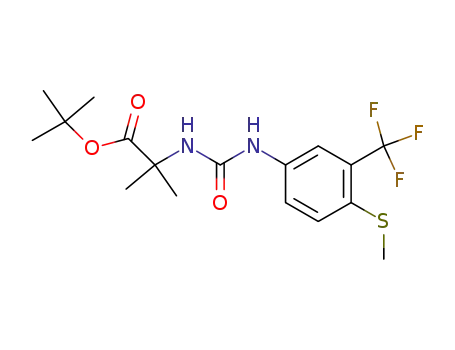 Molecular Structure of 1006899-17-7 (tert-butyl 2-methyl-2-[3-(4-methylsulfanyl-3-trifluoromethylphenyl)ureido]propionate)
