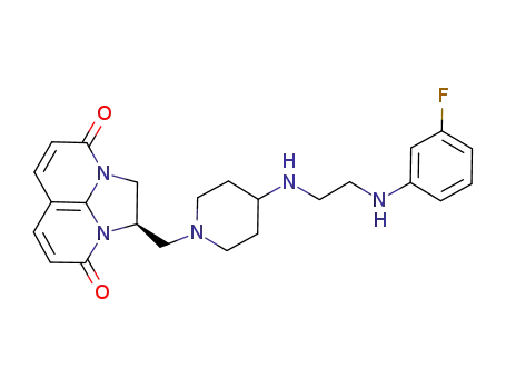 Molecular Structure of 1197396-88-5 ((1R)-1-{[4-({2-[(3-fluorophenyl)amino]ethyl}amino)-1-piperidinyl]methyl}-1,2-dihydro-4H,9H-imidazo[1,2,3-ij]-1,8-naphthyridine-4,9-dione)