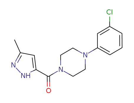 Molecular Structure of 20326-05-0 ([4-(3-chlorophenyl)piperazin-1-yl](5-methyl-2H-pyrazol-3-yl)methanone)