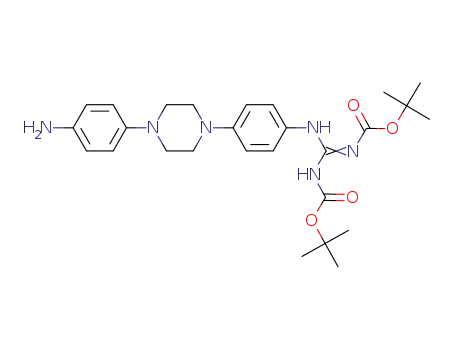 Molecular Structure of 1196966-09-2 (N,N'-di(tert-butoxycarbonyl)-N''-{4-[4-(4-aminophenyl)piperazin-1-yl]phenyl}guanidine)