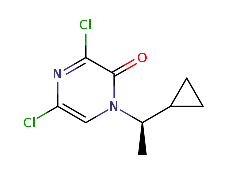 Molecular Structure of 1173435-13-6 ((R)-3,5-dichloro-1-(1-cyclopropylethyl)pyrazin-2(1H)-one)