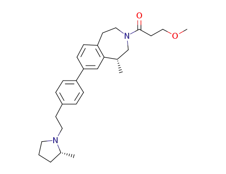 Molecular Structure of 1181691-01-9 (3-methoxy-1-((R)-1-methyl-8-(4-(2-((R)-2-methylpyrrolidin-1-yl)ethyl)phenyl)-4,5-dihydro-1H-benzo[d]azepin-3(2H)-yl)propan-1-one)