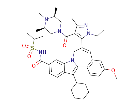 13-cyclohexyl-6-[1-ethyl-3-methyl-4-[[(3R,5S)-3,4,5-trimethyl-1-piperazinyl]carbonyl]-1H-pyrazol-5-yl]-3-methoxy-N-[(1-methylethyl)sulfonyl]-7H-indolo[2,1-a][2]benzazepine-10-carboxamide