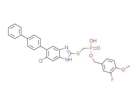 (5-biphenyl-4-yl-6-chloro-1H-benzoimidazol-2-ylsulfanylmethyl)phosphonic acid mono-(3-fluoro-4-methoxybenzyl) ester