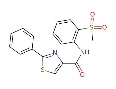Molecular Structure of 1147108-97-1 (N-[2-(methylsulfonyl)phenyl]-2-phenyl-1,3-thiazole-4-carboxamide)