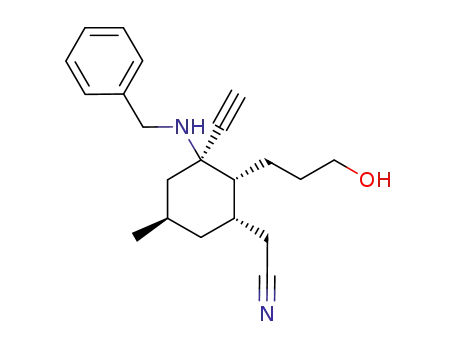 2-((1S,2R,3R,5R)-3-ethynyl-2-(3-hydroxypropyl)-3-(benzylamino)-5-methylcyclohexyl)acetonitrile