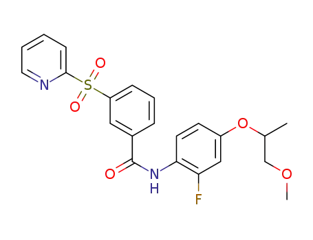 Molecular Structure of 1192232-66-8 (N-[2-fluoro-4-(2-methoxy-1-methylethoxy)phenyl]-3-(pyridin-2-ylsulfonyl)benzamide)