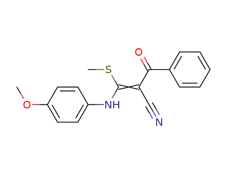 Molecular Structure of 64445-83-6 (Benzenepropanenitrile,
a-[[(4-methoxyphenyl)amino](methylthio)methylene]-b-oxo-)