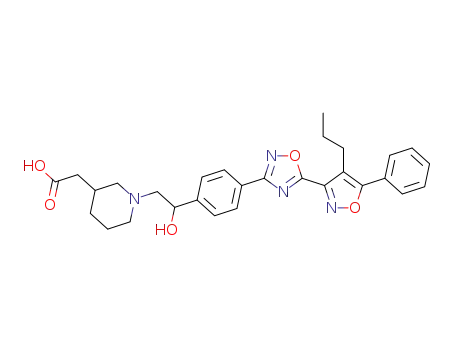 2-(1-(2-hydroxy-2-(4-(5-(5-phenyl-4-propylisoxazol-3-yl)-1,2,4-oxadiazol-3-yl)phenyl)ethyl)piperidin-3-yl)acetic acid