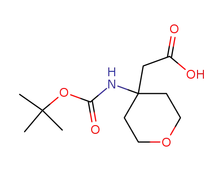 Molecular Structure of 946682-30-0 (4-[(tert-Butoxycarbonyl)amino]-4-(carboxymethyl)tetrahydro-2H-pyran, 4-Amino-4-(carboxymethyl)tetrahydro-2H-pyran, N-BOC protected)