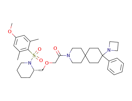 1-(9-(azetidin-1-yl)-9-phenyl-3-azaspiro[5.5]undecan-3-yl)-2-(((S)-1-(4-methoxy-2,6-dimethylphenylsulfonyl)piperidin-2-yl)methoxy)ethanone