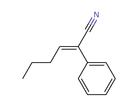 Molecular Structure of 118745-27-0 (Benzeneacetonitrile, a-butylidene-, (E)-)