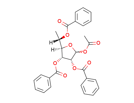 Molecular Structure of 83376-99-2 (1-O-acetyl-2,3,5-tri-O-benzoyl-6-deoxy-α-L-talofuranose)