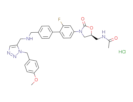 (5S)-N-{3-[2-fluoro-4'-({[1-(4-methoxybenzyl)-1H-[1,2,3]triazol-5-ylmethyl]amino}methyl)biphenyl-4-yl]-2-oxo-oxazolidin-5-ylmethyl}acetamide hydrochloride