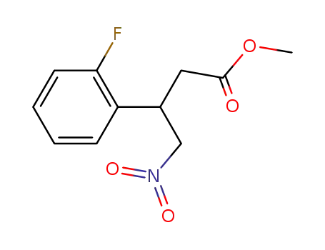 Molecular Structure of 871039-28-0 (Benzenepropanoic acid, 2-fluoro-b-(nitromethyl)-, methyl ester)