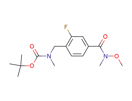 Molecular Structure of 774239-45-1 (Carbamic acid,
[[2-fluoro-4-[(methoxymethylamino)carbonyl]phenyl]methyl]methyl-,
1,1-dimethylethyl ester)