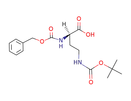 Molecular Structure of 214852-60-5 ((2R)-4-[[(1,1-Dimethylethoxy)carbonyl]amino]-2-[[(phenylmethoxy)carbonyl]amino]butanoic acid)