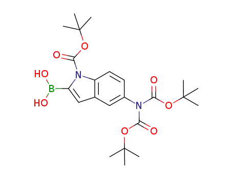 Molecular Structure of 863770-85-8 (1H-Indole-1-carboxylic acid, 5-[bis[(1,1-dimethylethoxy)carbonyl]amino]-2-borono-, 1-(1,1-dimethylethyl) ester (9CI))