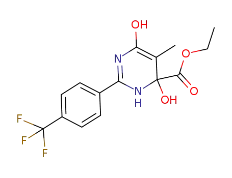 Molecular Structure of 1240313-25-0 (4,6-dihydroxy-6-ethoxycarbonyl-5-methyl-2-(4-trifluoromethylphenyl)-3,4-dihydropyrimidine)