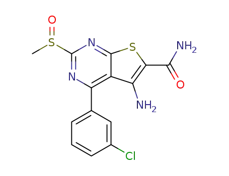 5-amino-4-(3-chloro-phenyl)-2-methanesulfinyl-thieno[2,3-d]pyrimidine-6-carboxylic acid amide