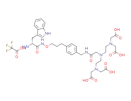 2-{[2-({[N-({4-[3-((2R)-2-amino-3-indol-3-ylpropanoylaminooxy)propyl]phenyl}methyl)carbamoyl]methyl}{2-[bis(carboxymethyl)amino]ethyl}amino)ethyl](carboxymethyl)amino}acetic acid trifluoroacetic acid salt