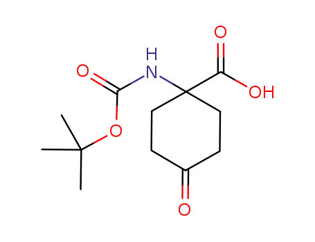 Molecular Structure of 285996-76-1 (Cyclohexanecarboxylic acid, 1-[[(1,1-dimethylethoxy)carbonyl]amino]-4-oxo- (9CI))