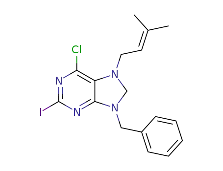 9-benzyl-6-chloro-7,8-dihydro-2-iodo-7-(3-methylbut-2-enyl)purine