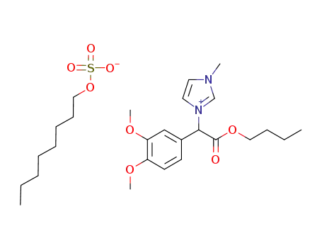 Molecular Structure of 1241839-91-7 (2-(3,4-dimethoxyphenyl)-2-(3-methylimidazolium)butyl acetate octylsulphate)