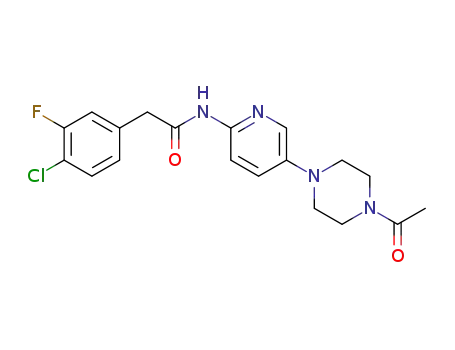 Molecular Structure of 1243245-97-7 (N-(5-(4-acetylpiperazin-1-yl)pyridin-2-yl)-2-(4-chloro-3-fluorophenyl)acetamide)