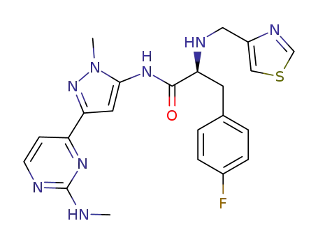 (2S)-3-(4-fluorophenyl)-N-(1-methyl-3-(2-(methylamino)pyrimidin-4-yl)-1H-pyrazol-5-yl)-2-(thiazol-4-ylmethylamino)propanamide