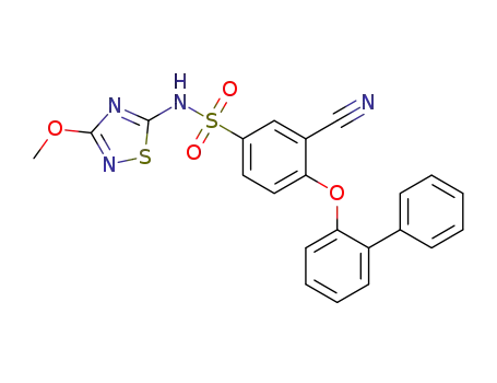 Molecular Structure of 1235395-40-0 (4-(biphenyl-2-yloxy)-3-cyano-N-(3-methoxy-1,2,4-thiadiazol-5-yl)benzenesulfonamide)