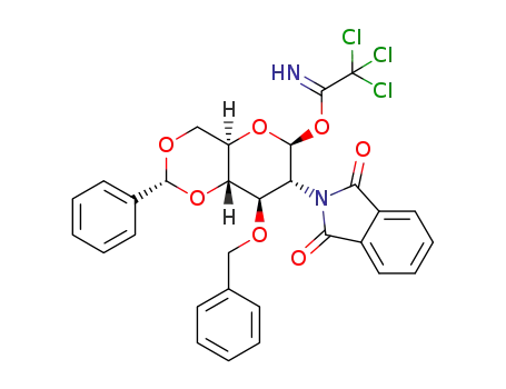 Molecular Structure of 218961-09-2 (3-O-benzyl-4,6-O-benzylidene-2-deoxy-2-N-phthalamido-β-D-glucopyranosyl-1’,1’,1’-trichloroacetimidate)
