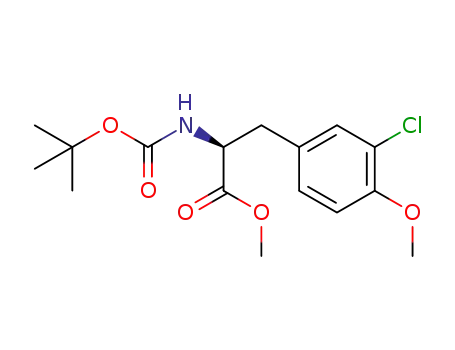 Molecular Structure of 192315-37-0 (L-Tyrosine, 3-chloro-N-[(1,1-dimethylethoxy)carbonyl]-O-methyl-, methyl
ester)