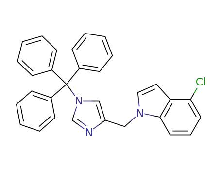 Molecular Structure of 1056165-93-5 (4-chloro-1-(1-trityl-1H-imidazol-4-ylmethyl)-1H-indole)