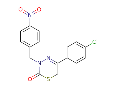 Molecular Structure of 531496-54-5 (5-(4-Chloro-phenyl)-3-(4-nitro-benzyl)-3,6-dihydro-[1,3,4]thiadiazin-2-one)
