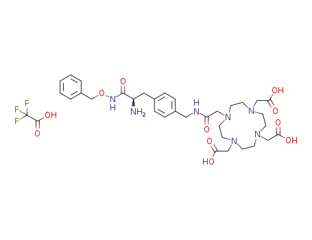 Molecular Structure of 1173156-50-7 (2-[7-({N-[(4-{(2R)-2-amino-2-[N-(phenylmethoxy)carbamoyl]ethyl}phenyl)methyl]carbamoyl}methyl)-1,4,7,10-tetraaza-4,10-bis(carboxymethyl)cyclododecyl]acetic acid trifluoroacetic acid salt)