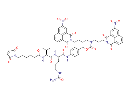 Molecular Structure of 889881-01-0 (MC-vc-PAB-(N,N'-(4-aza-octanyl)-bis-3-nitro-1,8-naphthalimide))