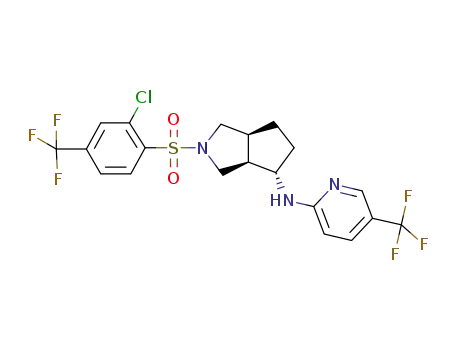 Molecular Structure of 1228026-80-9 ((3aR,4S,6aS)-2-{[2-chloro-4-(trifluoromethyl)phenyl]sulfonyl}-N-[5-(trifluoromethyl)pyridin-2-yl]octahydrocyclopenta[c]pyrrol-4-amine)