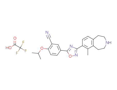 Molecular Structure of 1258856-14-2 (2-isopropoxy-5-(3-(6-methyl-2,3,4,5-tetrahydro-1H-benzo[d]azepin-7-yl)-1,2,4-oxadiazol-5-yl)benzonitrile trifluoroacetate)