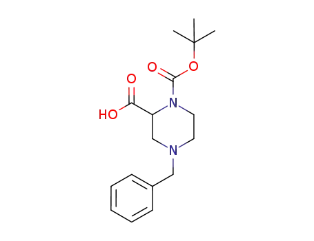 Molecular Structure of 1214057-04-1 (4-Benzyl-1-(tert-butoxycarbonyl)piperazine-2-carboxylic acid)