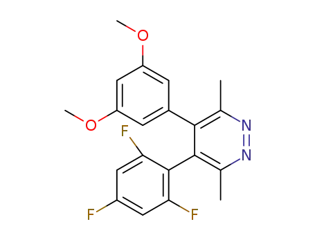 Molecular Structure of 1265593-96-1 (4-(3,5-dimethoxyphenyl)-3,6-dimethyl-5-(2,4,6-trifluorophenyl)pyridazine)