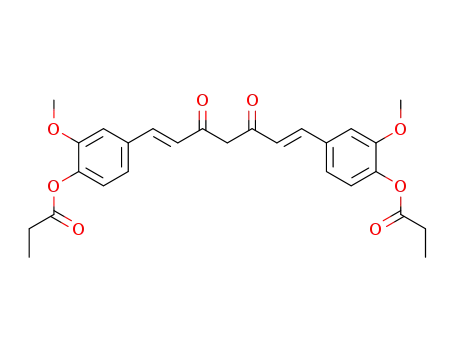 Molecular Structure of 98886-38-5 (1,6-Heptadiene-3,5-dione, 1,7-bis[3-methoxy-4-(1-oxopropoxy)phenyl]-,
(1E,6E)-)