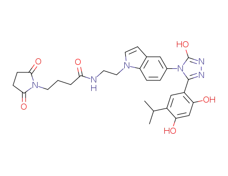 N-(2-(5-(3-(2,4-dihydroxy-5-isopropylphenyl)-5-hydroxy-4H-1,2,4-triazol-4-yl)-1H-indol-1-yl)ethyl)-4-(2,5-dioxopyrrolidin-1-yl)butanamide