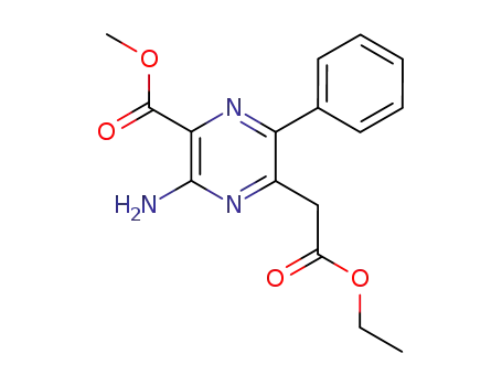 Molecular Structure of 113892-87-8 (3-Amino-5-ethoxycarbonylmethyl-6-phenyl-pyrazine-2-carboxylic acid methyl ester)