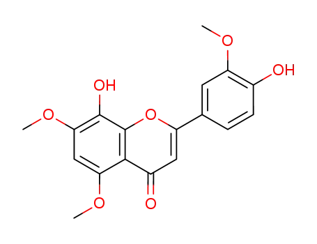 Molecular Structure of 89456-37-1 (4H-1-Benzopyran-4-one,
8-hydroxy-2-(4-hydroxy-3-methoxyphenyl)-5,7-dimethoxy-)
