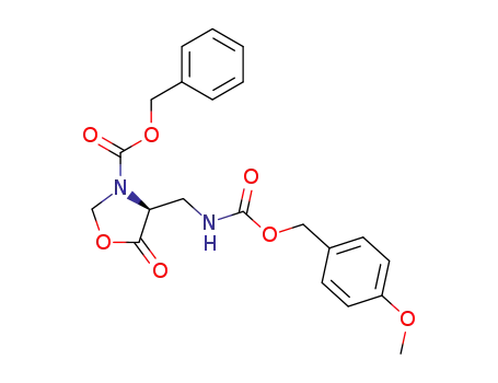 Molecular Structure of 81659-75-8 ((S)-3-benzyloxycarbonyl-4-(p-methoxybenzyloxycarbonylaminomethyl)-5-oxazolidinone)
