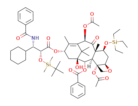 Molecular Structure of 160239-19-0 (7-O-(triethylsilyl)baccatrin III 13-O-<(2R,3S)-N-benzoyl-2-O-(tert-butyldimethylsilyl)-3-cyclohexylisoserinate>)